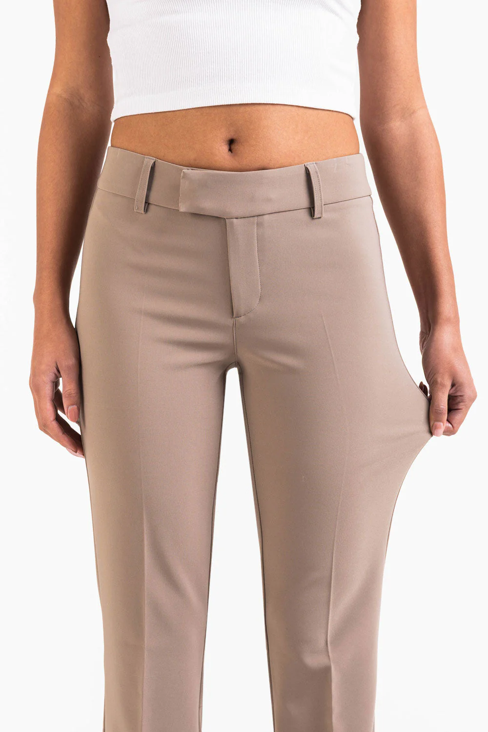 Ava 01Mid Bootcut Dressbukser - Beige - Image 4
