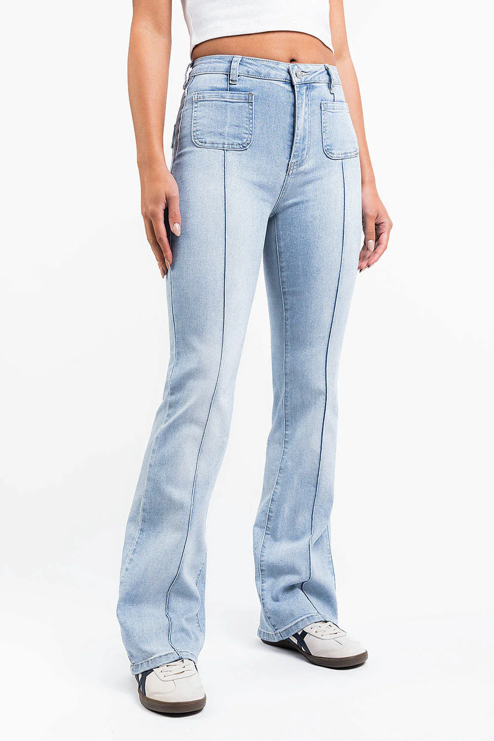 Claire 01High Bootcut Jeans - Bleach Blue - Image 4