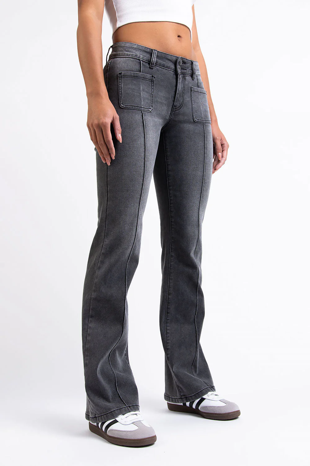 Claire 01Low Bootcut Jeans - Washed Black - Image 5