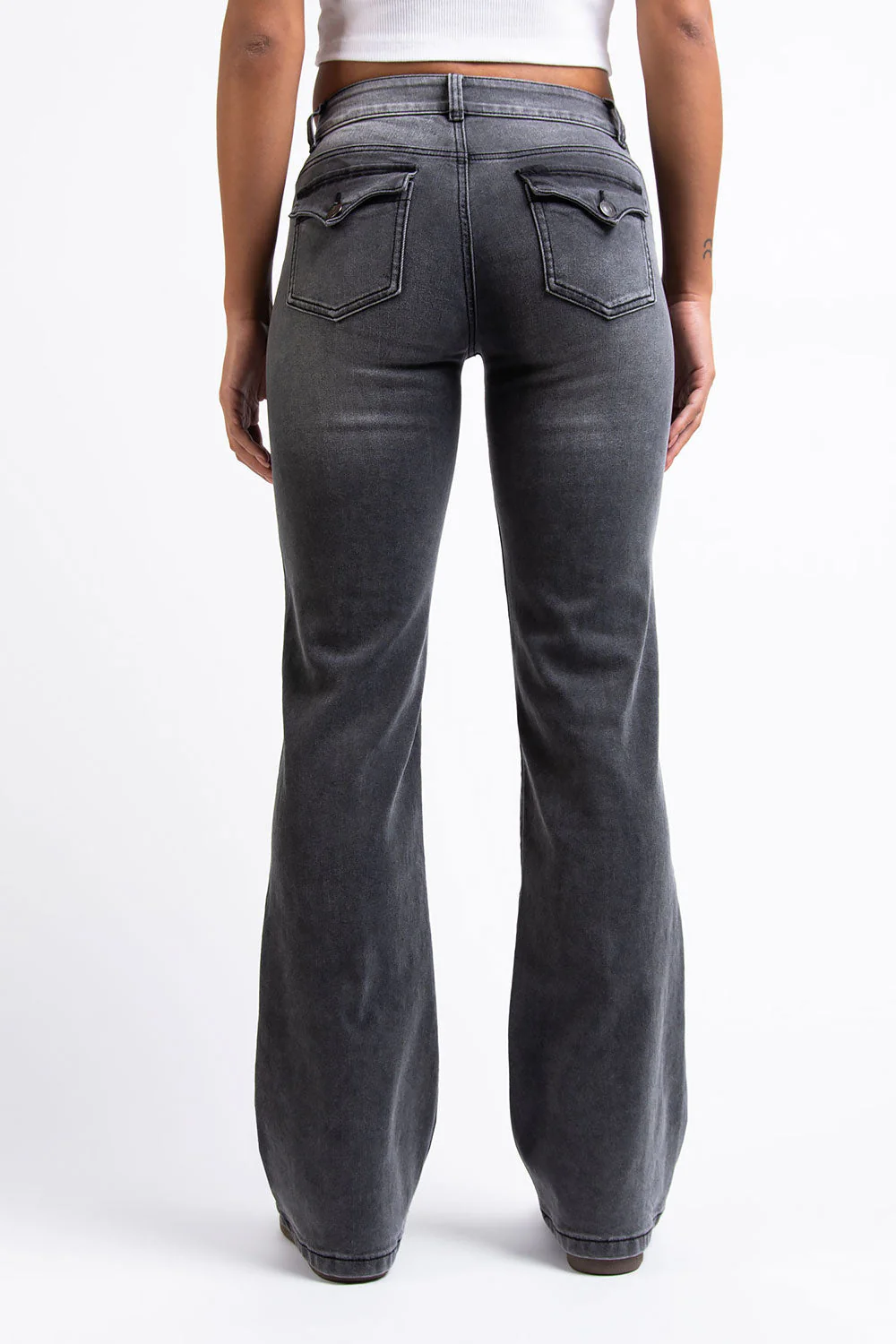 Claire 01Low Bootcut Jeans - Washed Black - Image 6
