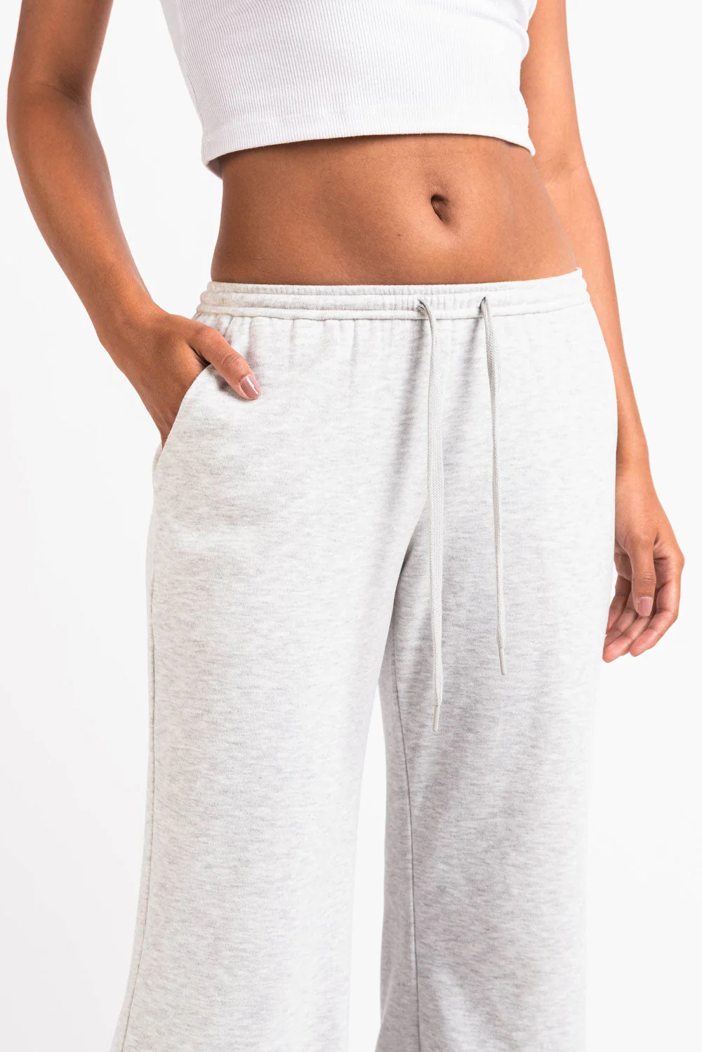 Eyla 02Low Vide Loungebukser - Grey Melange - Image 3