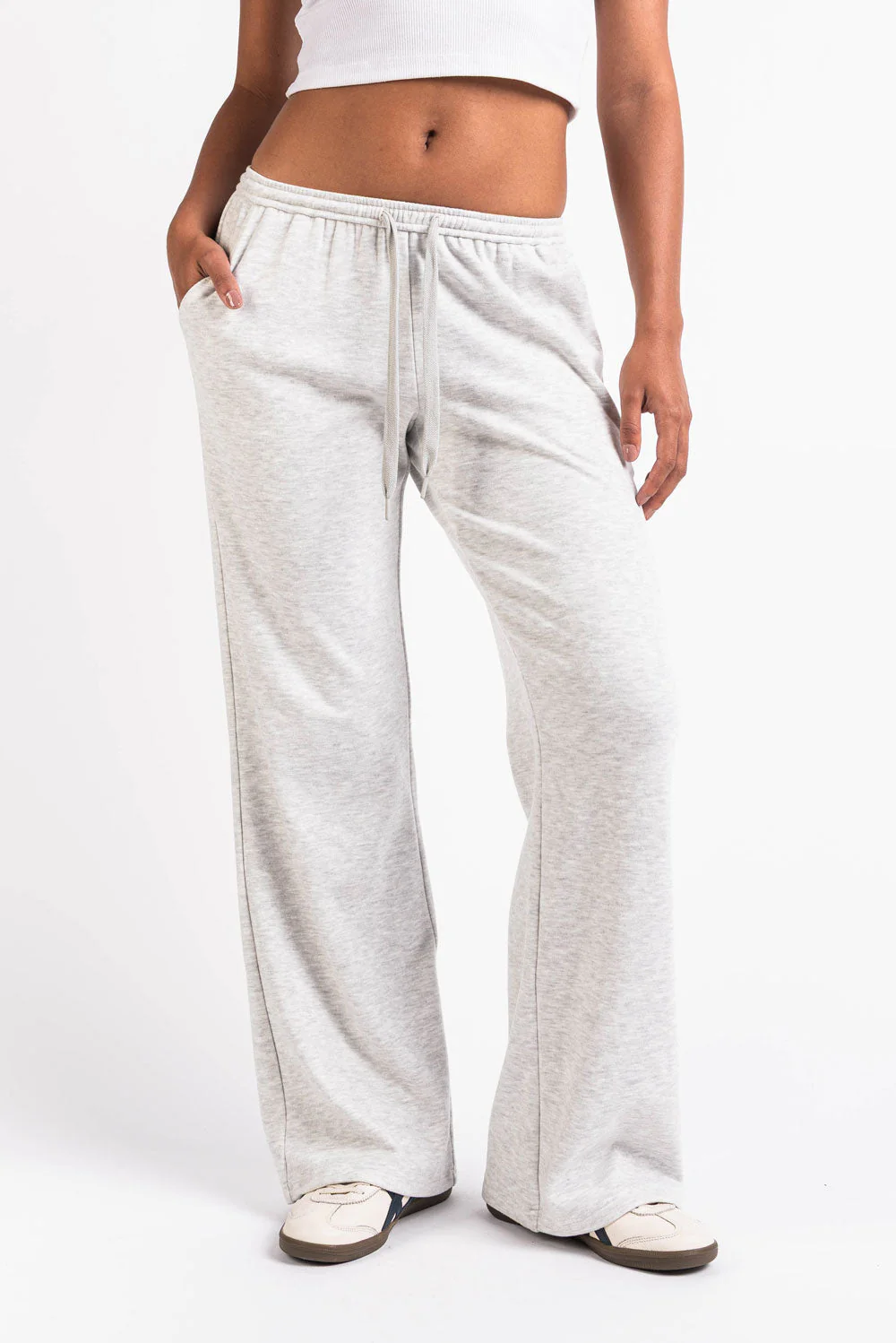 Eyla 02Low Vide Loungebukser - Grey Melange - Image 4