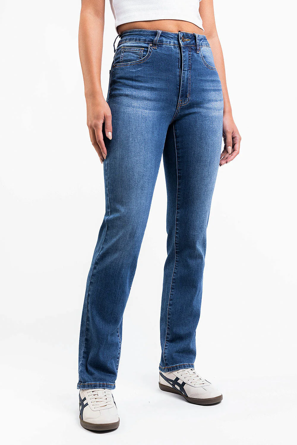 Ingrid 01High Rette Jeans - Mid Blue - Image 3