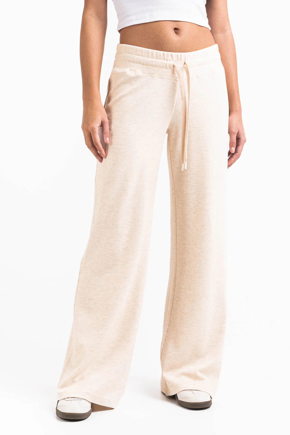 Jade 01Low Vide Loungebukser - Light Beige Melange - Image 4