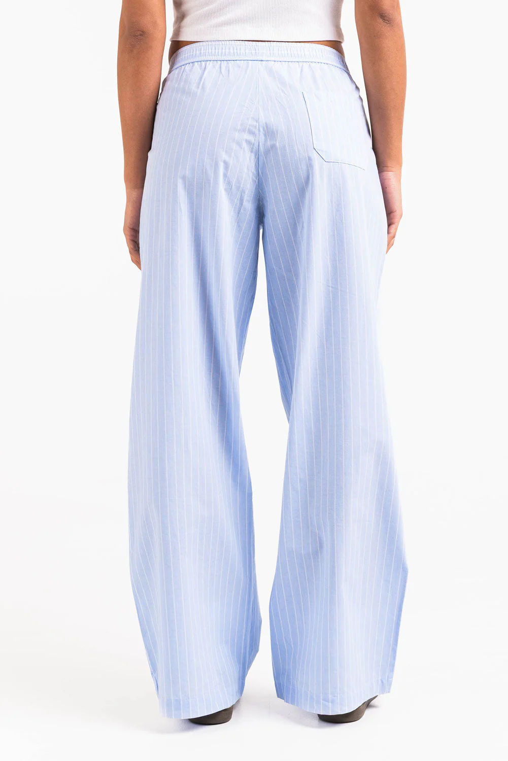Mandy 01Mid Vide Loungebukser - Light Blue Striped - Image 4